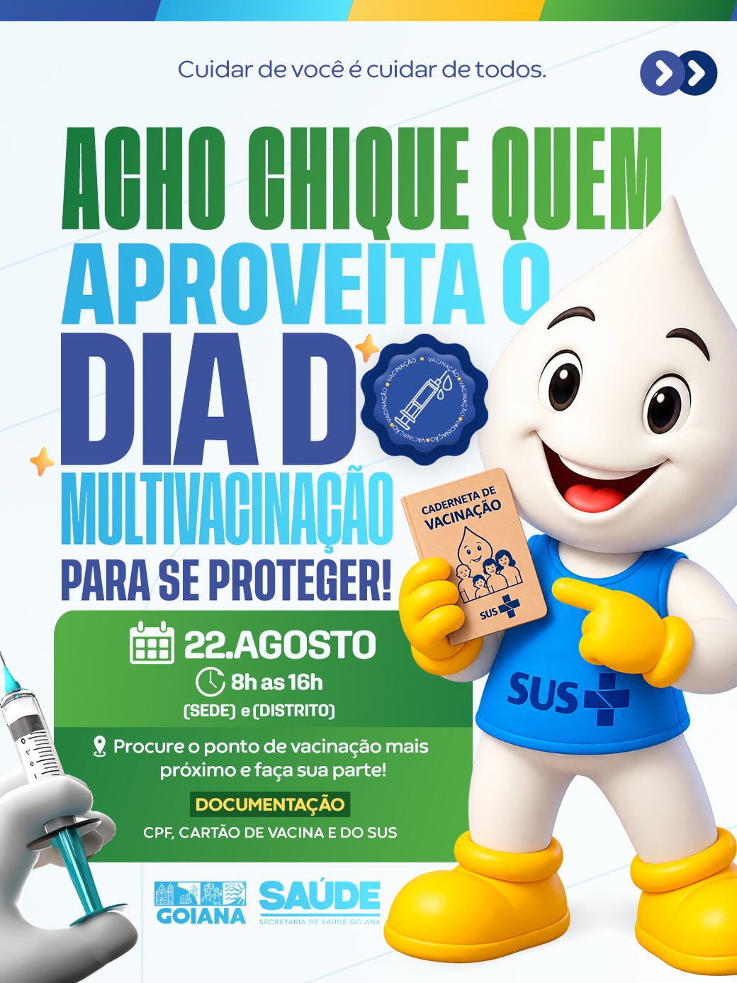 Dia D da Multivacinação mobiliza Goiana neste sábado (22) para atualização da caderneta de crianças e adolescentes